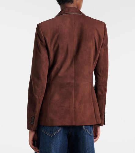 Blazer in suede con monili - Brunello Cucinelli - Modalova