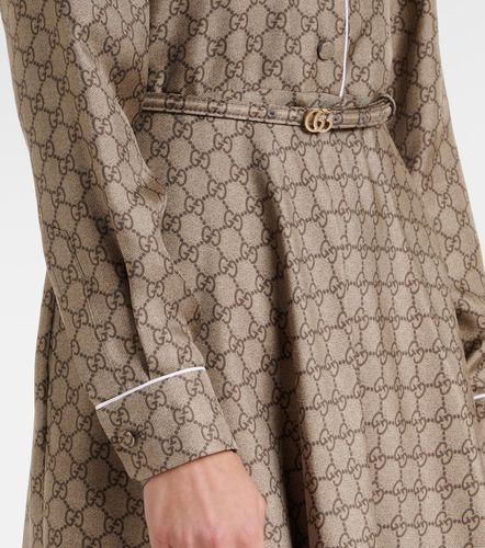 Vestido camisero de sarga de seda con GG - Gucci - Modalova