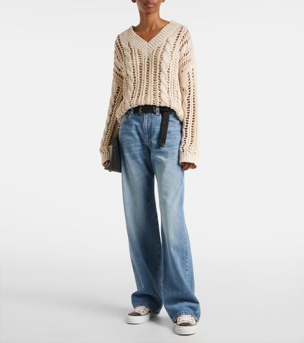 Sneakers basse Monili con suede - Brunello Cucinelli - Modalova