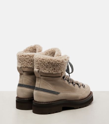 Stivaletti in suede con shearling - Brunello Cucinelli - Modalova
