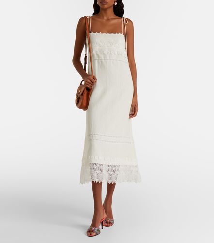 Abito midi in lino con pizzo - Valentino - Modalova