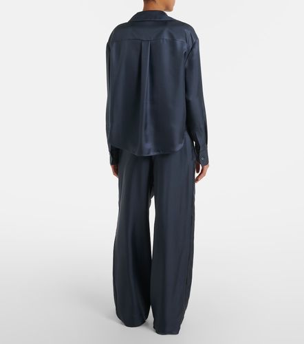 Pantaloni a gamba larga in seta con logo - Loewe - Modalova