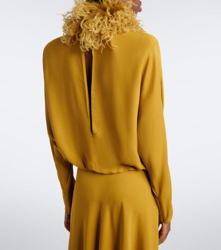 Vestido midi de seda con plumas - Valentino - Modalova