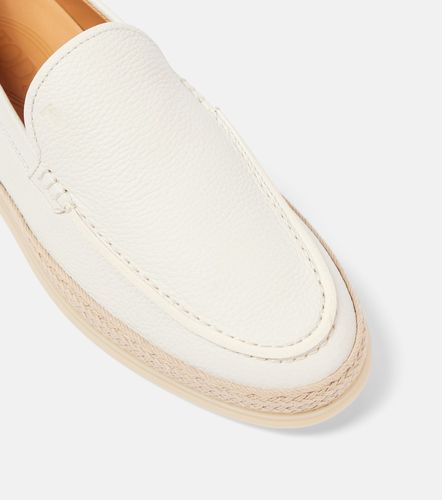 Raffia-trimmed leather loafers - Tod's - Modalova