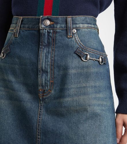 Minifalda de denim con Horsebit - Gucci - Modalova