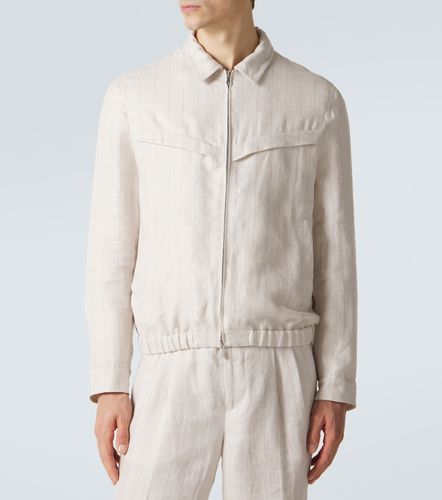 Giacca blouson in lino a righe - Brunello Cucinelli - Modalova