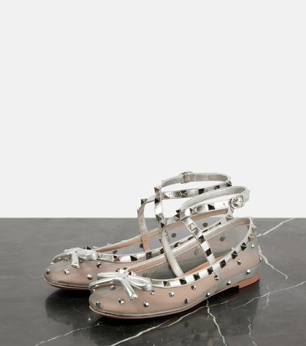 Bailarinas Rockstud de malla con lazo - Valentino Garavani - Modalova