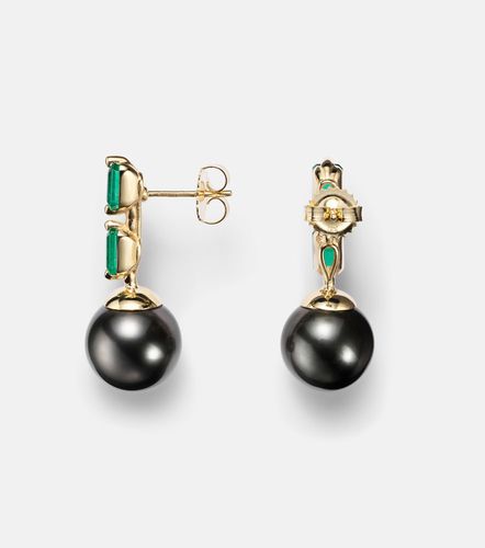 Pendientes de oro de 18 ct con perlas y esmeraldas - Suzanne Kalan - Modalova