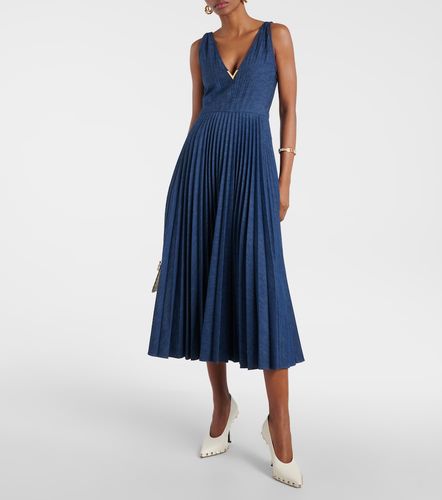 Abito lungo VGold in chambray plissé - Valentino Garavani - Modalova