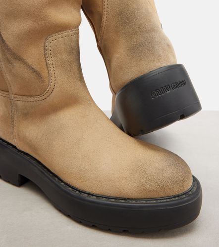 Botas altas de ante con borrego - Miu Miu - Modalova