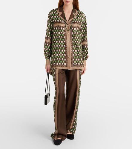 Pantalones palazzo de sarga de seda - Tory Burch - Modalova