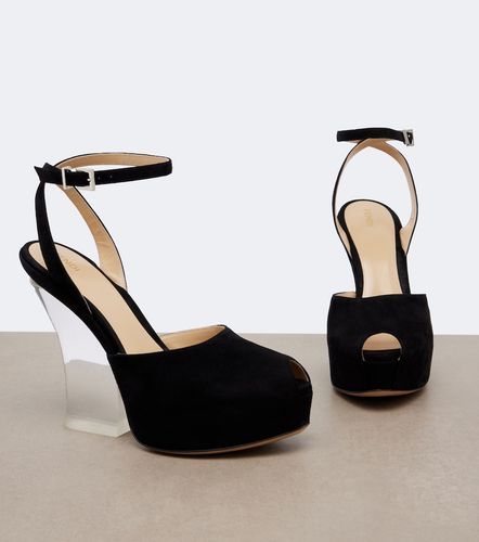 Fendi Suede platform peep-toe pumps - Fendi - Modalova