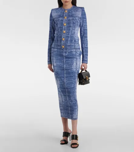 Falda midi de punto trompe l'oeil - Balmain - Modalova