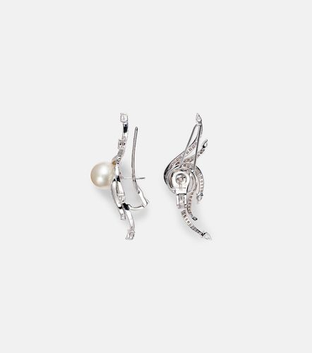 Orecchini Pearlescent in oro bianco 18kt con diamanti e perle - Yeprem - Modalova