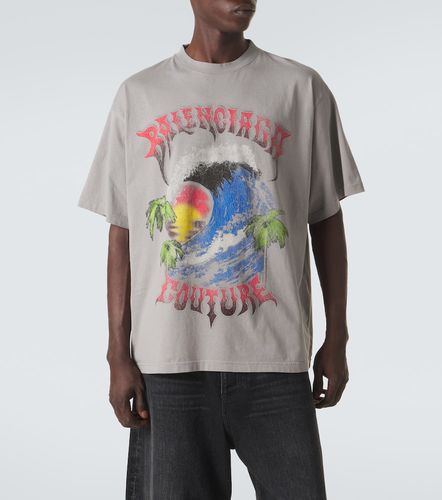 Camiseta de jersey de algodón estampada - Balenciaga - Modalova