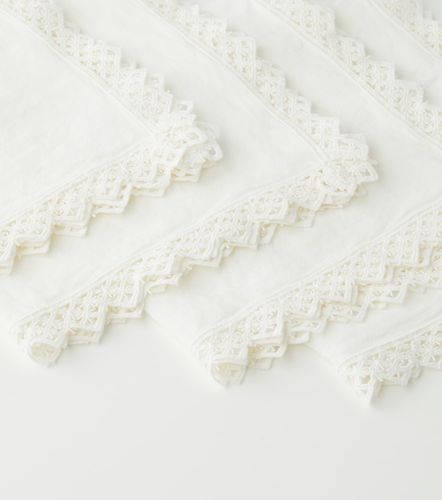 Set de 4 servilletas de lino con macramé - Once Milano - Modalova