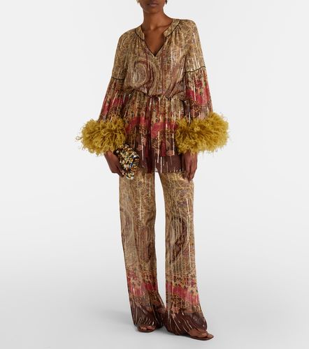 Blusa in misto seta con piume - Valentino - Modalova
