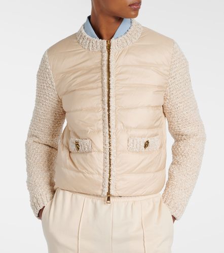 Cárdigan con cremallera, paneles de plumas y bouclé - Moncler - Modalova