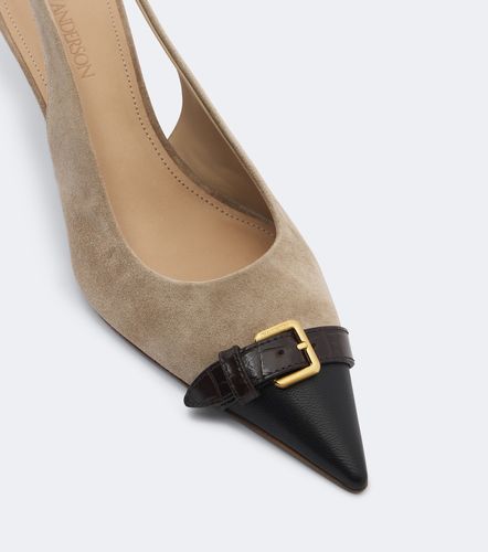 Leather-trimmed suede slingback pumps - JW Anderson - Modalova
