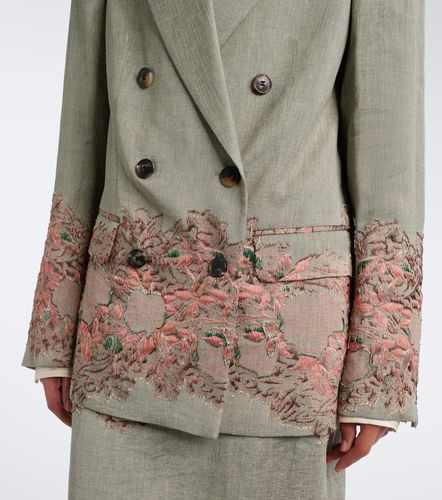 Blazer in misto lino e cotone con ricamo - Dries Van Noten - Modalova