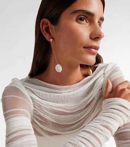 Pendientes colgantes de oro de 14 ct con perlas - Mateo - Modalova