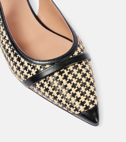Jama leather-trimmed raffia ballet flats - Malone Souliers - Modalova