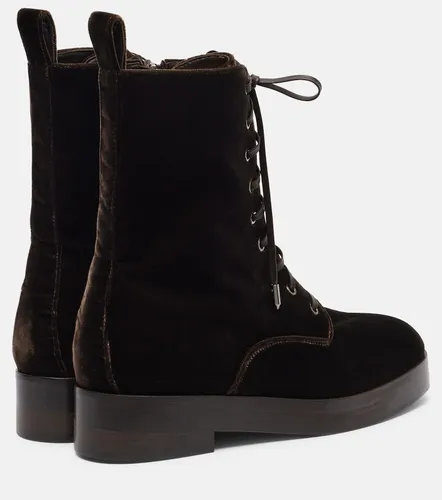 Ben 20 leather-trimmed velvet combat boots - Aquazzura - Modalova