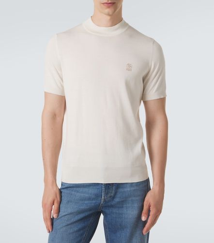 Pullover in cotone con logo - Brunello Cucinelli - Modalova
