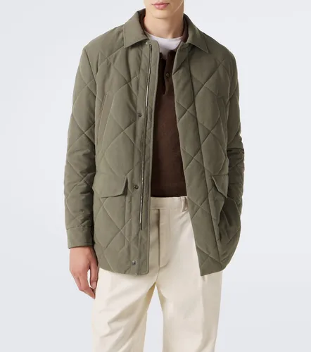 Leather-trimmed quilted puffer jacket - Canali - Modalova