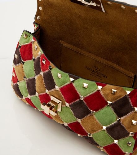 Borsa a spalla Rockstud Small in suede - Valentino Garavani - Modalova