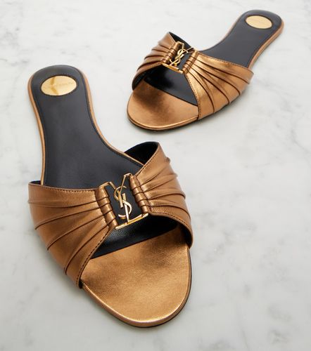 Babylone metallic leather slides - Saint Laurent - Modalova