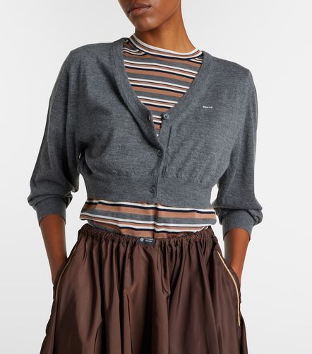 T-shirt in cotone e seta a righe - Prada - Modalova