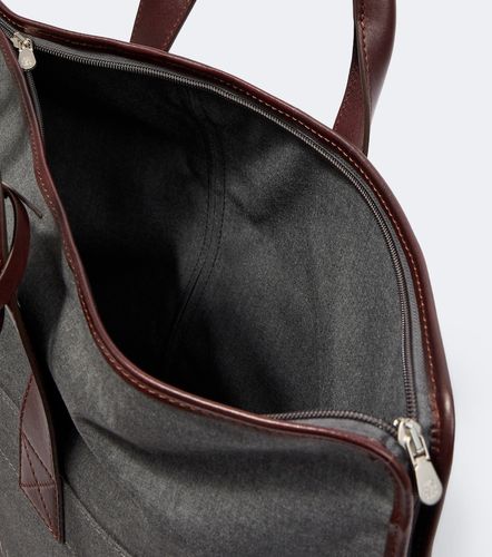 Leather-trimmed canvas garment bag - Brunello Cucinelli - Modalova