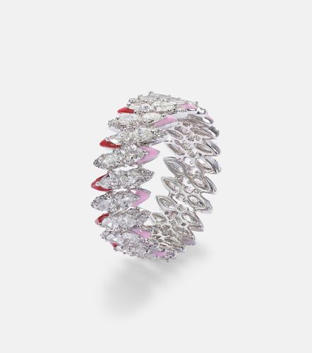 Anillo de oro blanco de 18 ct con diamantes y esmalte - Kamyen - Modalova
