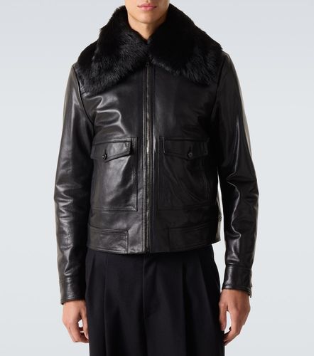 Shearling-trimmed leather jacket - Dolce&Gabbana - Modalova