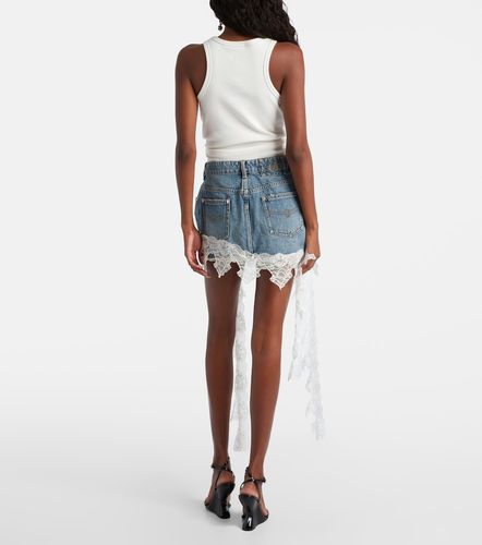 Minifalda de denim con encaje - Blumarine - Modalova