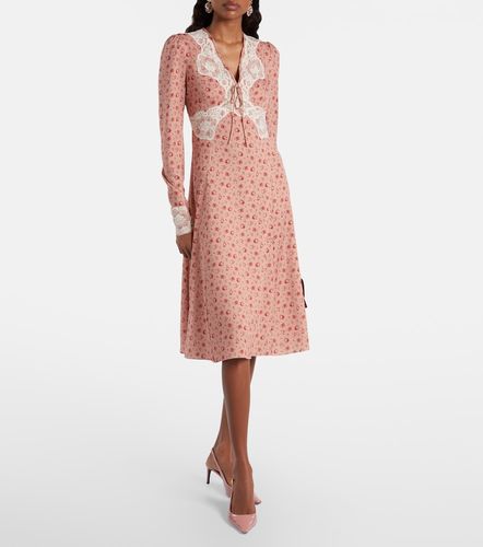 Abito midi in misto seta con stampa - Dolce&Gabbana - Modalova