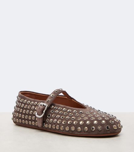 Embellished suede Mary Jane flats - Alaia - Modalova