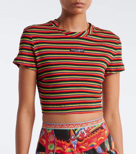 Camiseta de jersey cropped de algodón a rayas - Dolce&Gabbana - Modalova