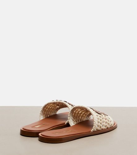 Leather-trimmed crochet slides - Miu Miu - Modalova