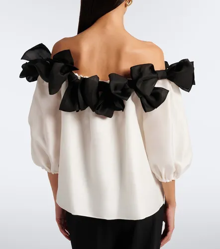 Bow-detail off-shoulder silk top - Carolina Herrera - Modalova