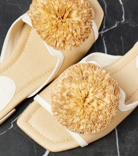 Nako leather-trimmed raffia slides - Jimmy Choo - Modalova