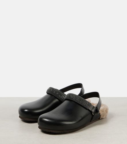 Monili shearling-lined leather clogs - Brunello Cucinelli - Modalova