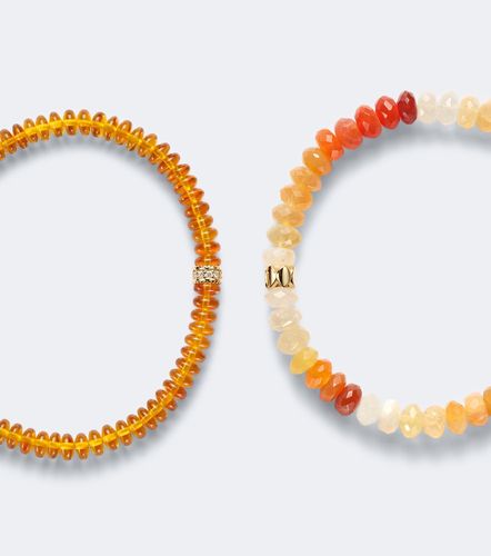 Kt gold beaded bracelet with gemstones - Sydney Evan - Modalova