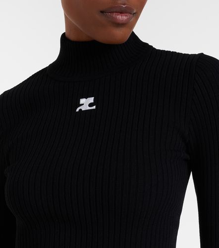 Logo ribbed-knit turtleneck sweater - Courreges - Modalova