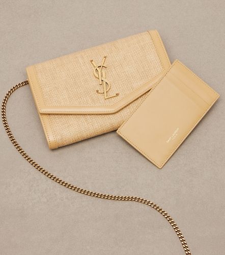 Cartera con cadena Uptown de rafia - Saint Laurent - Modalova