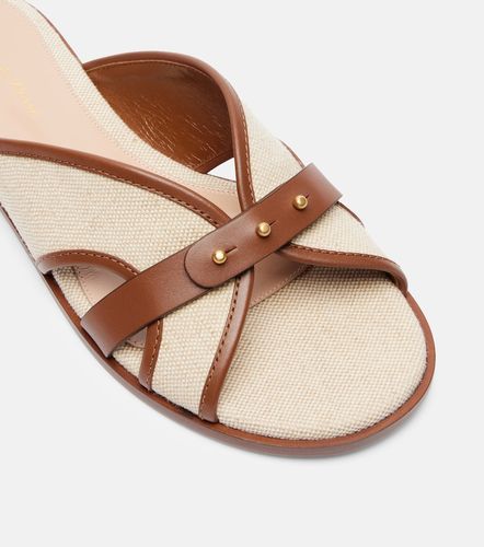 Paros leather-trimmed canvas slides - Gianvito Rossi - Modalova