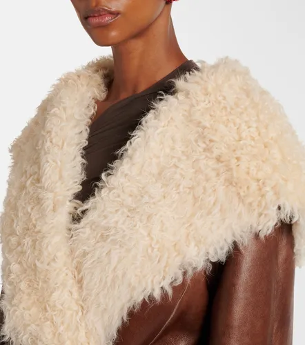 Shearling-trimmed leather jacket - Magda Butrym - Modalova