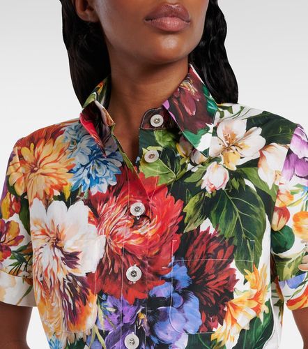 Camicia cropped in cotone con stampa floreale - Dolce&Gabbana - Modalova