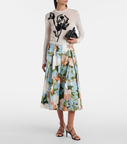Gonna midi in cotone con stampa floreale - Erdem - Modalova